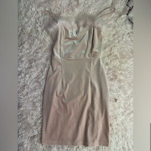 💕 pink velvet dress with furry trim